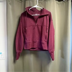NWT Old Navy Maroon Zip Sweatshirt Top with Zipper Pockets Size Medium